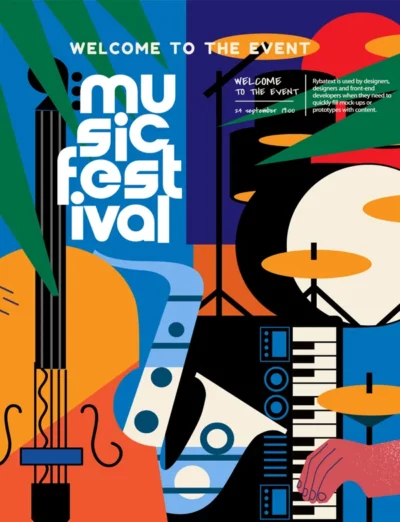 Affiche bariolée pour un festival de musique